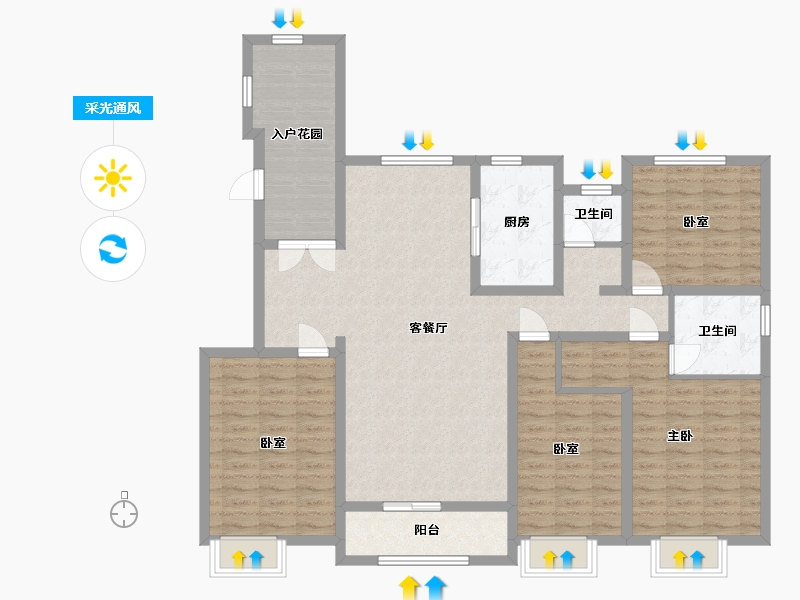 河南省-驻马店市-置地上河苑-135.00-户型库-采光通风