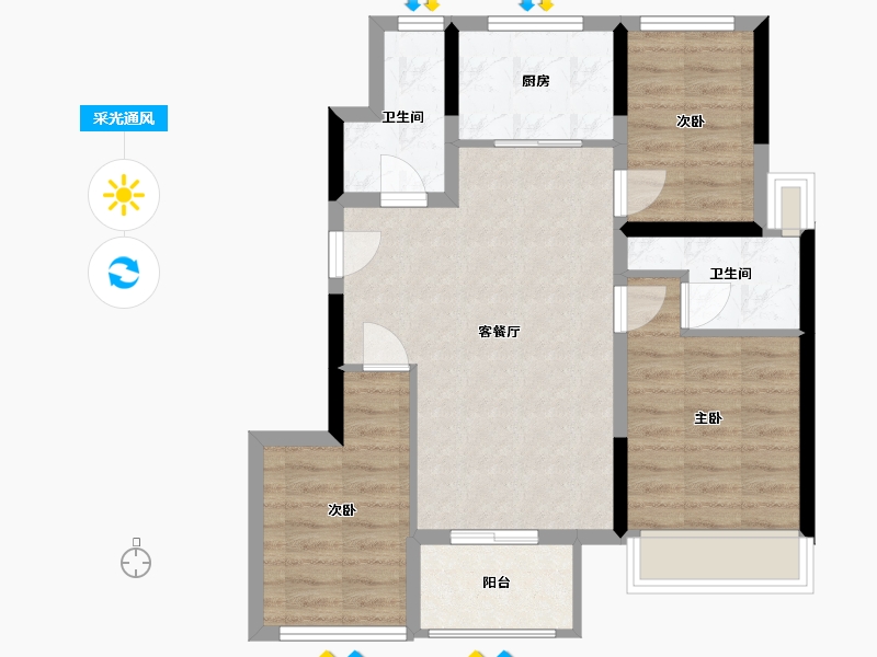 上海-上海市-奉发宝龙广场-71.20-户型库-采光通风