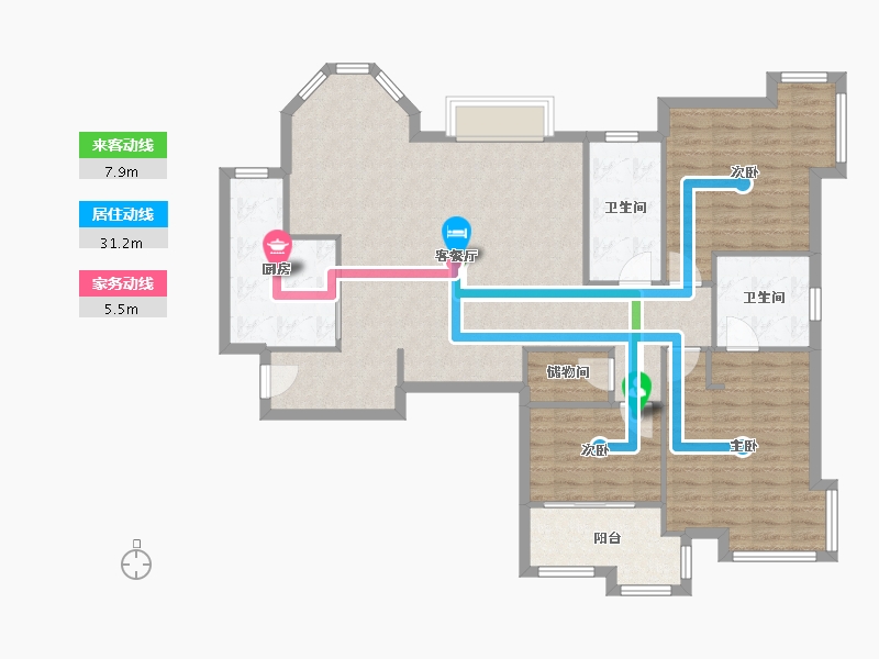 江苏省-南京市-天秀湾花园-108.80-户型库-动静线