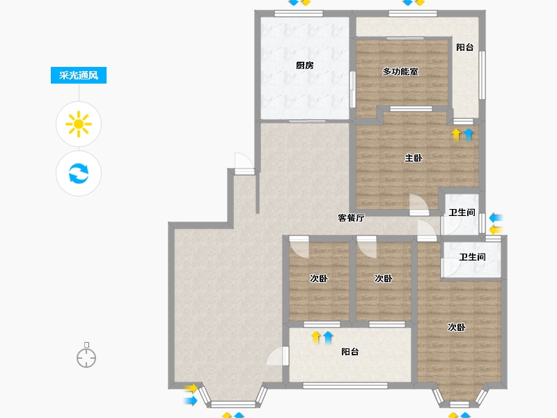 广东省-深圳市-东方玫瑰园-148.63-户型库-采光通风