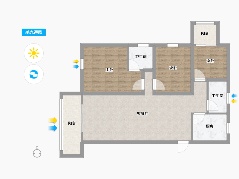 广东省-深圳市-天健名苑-75.37-户型库-采光通风