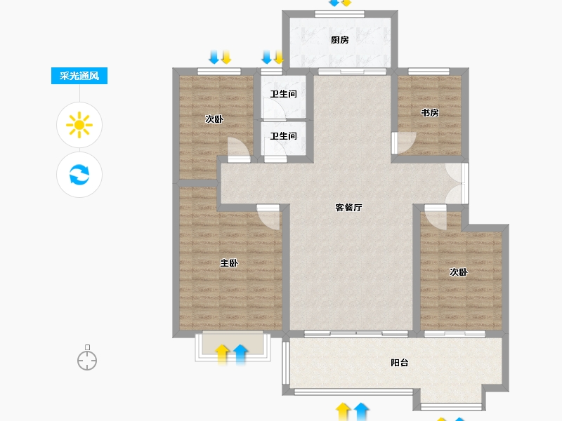 山东省-临沂市-世纪尚院东区-108.83-户型库-采光通风