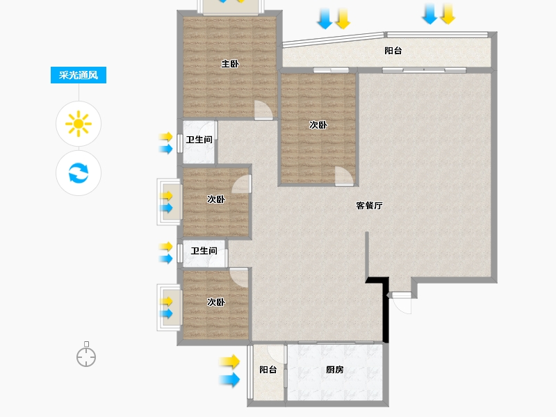 广东省-清远市-恒大银湖城-144.00-户型库-采光通风