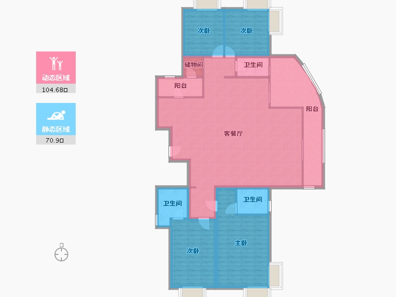 黑龙江省-鹤岗市-波托菲诺天鹅堡-160.65-户型库-动静分区