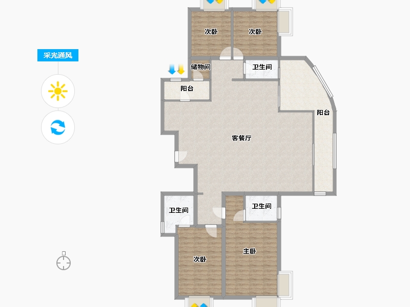 黑龙江省-鹤岗市-波托菲诺天鹅堡-160.65-户型库-采光通风