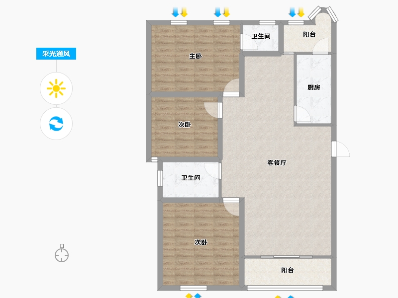 广东省-深圳市-翡翠名园-104.81-户型库-采光通风