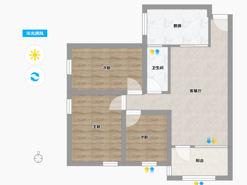 黑龙江省-鹤岗市-光侨街小区-56.85-户型库-采光通风