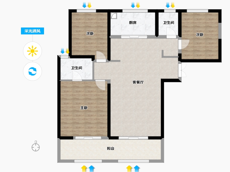 陕西省-西安市-新高小区-106.77-户型库-采光通风