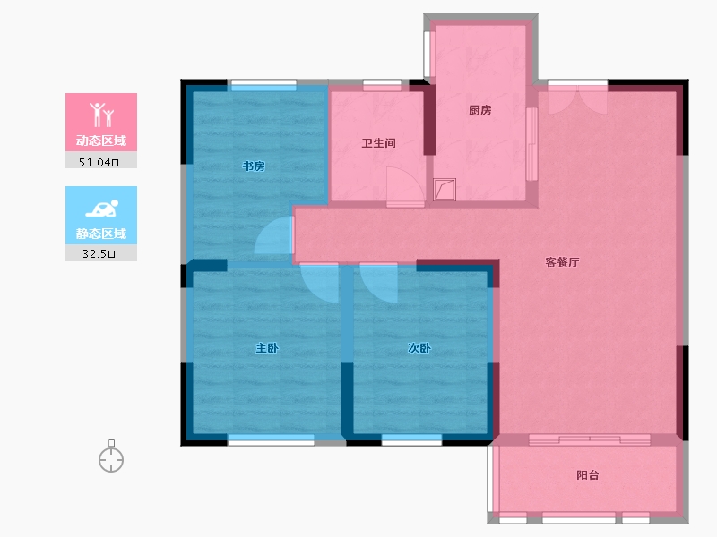 黑龙江省-牡丹江市-滨江壹号-76.76-户型库-动静分区