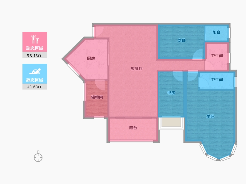 广东省-深圳市-黄埔雅苑乐悠园(黄埔雅苑三期)-91.29-户型库-动静分区