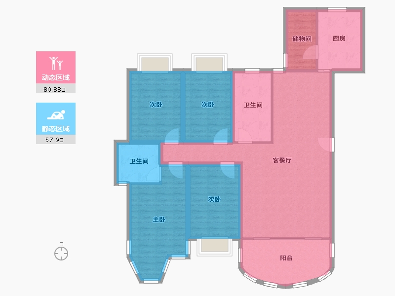 广东省-深圳市-豪峰园-125.15-户型库-动静分区