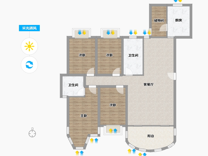 广东省-深圳市-豪峰园-125.15-户型库-采光通风