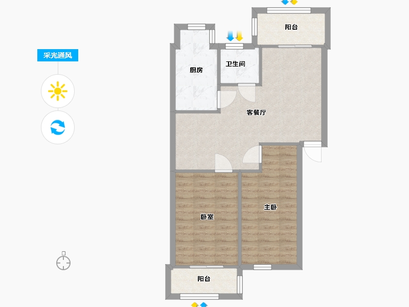 河南省-郑州市-永安街21号院-64.00-户型库-采光通风