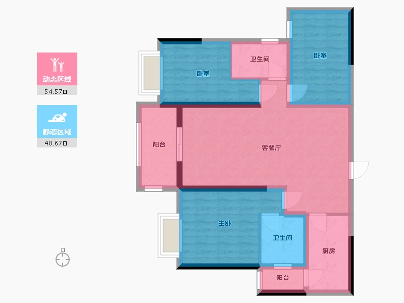 四川省-泸州市-敏捷紫云府-92.80-户型库-动静分区