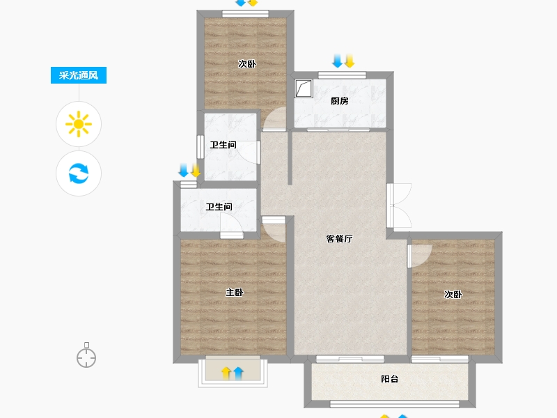 河北省-廊坊市-上和苑-96.55-户型库-采光通风