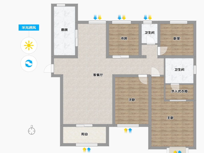 福建省-福州市-潭中佳苑-120.00-户型库-采光通风