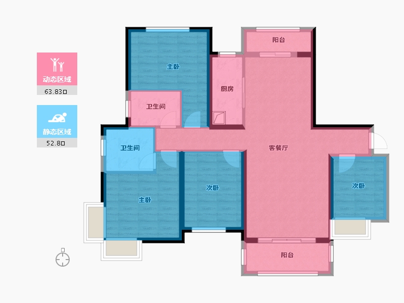 甘肃省-兰州市-兰州新城-112.00-户型库-动静分区