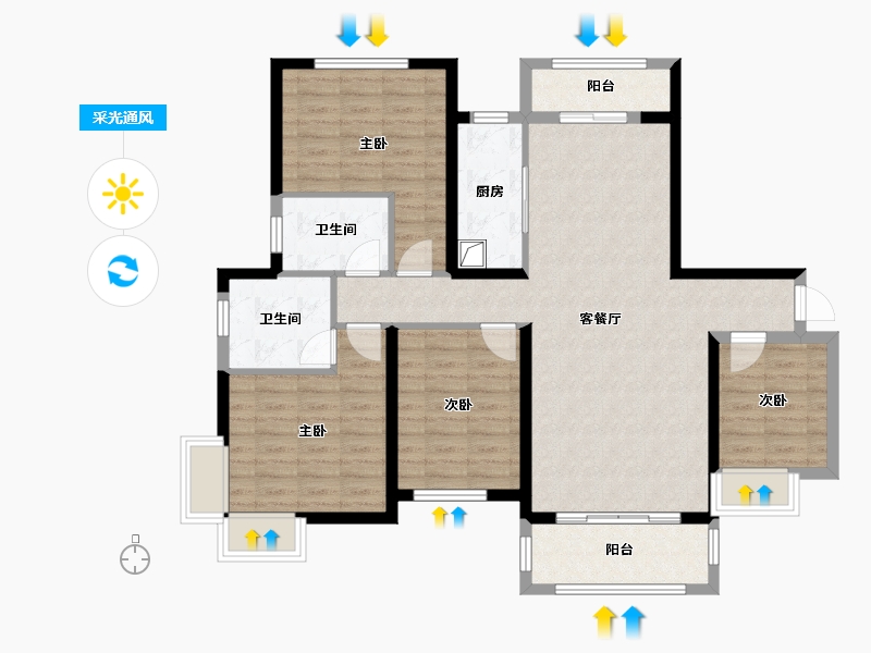 甘肃省-兰州市-兰州新城-112.00-户型库-采光通风