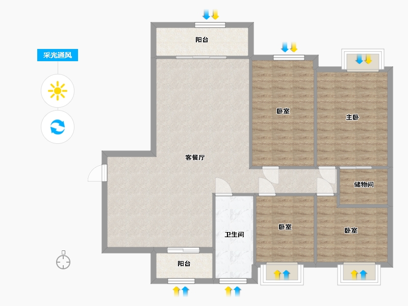 福建省-三明市-凤凰城-118.00-户型库-采光通风