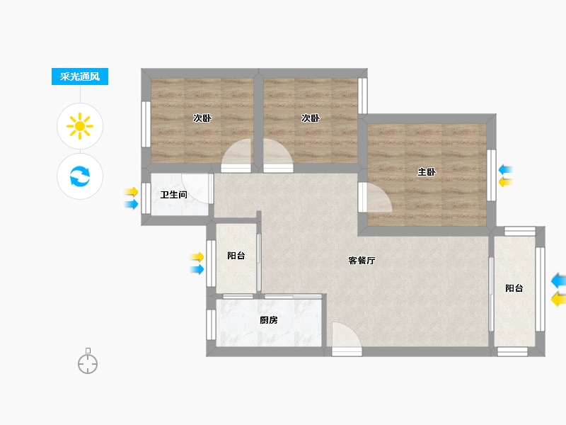 广东省-深圳市-景田南住宅小区-52.51-户型库-采光通风