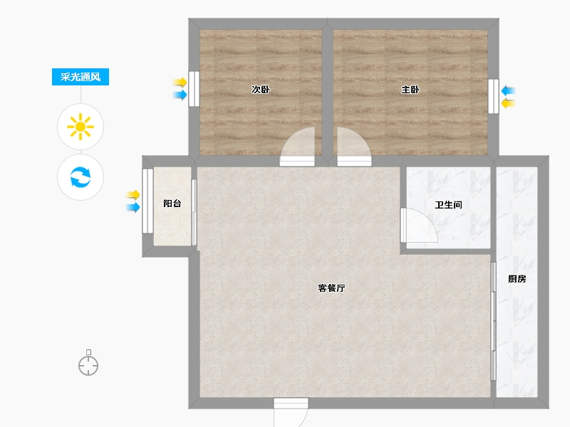 广东省-深圳市-香蜜新村-60.22-户型库-采光通风