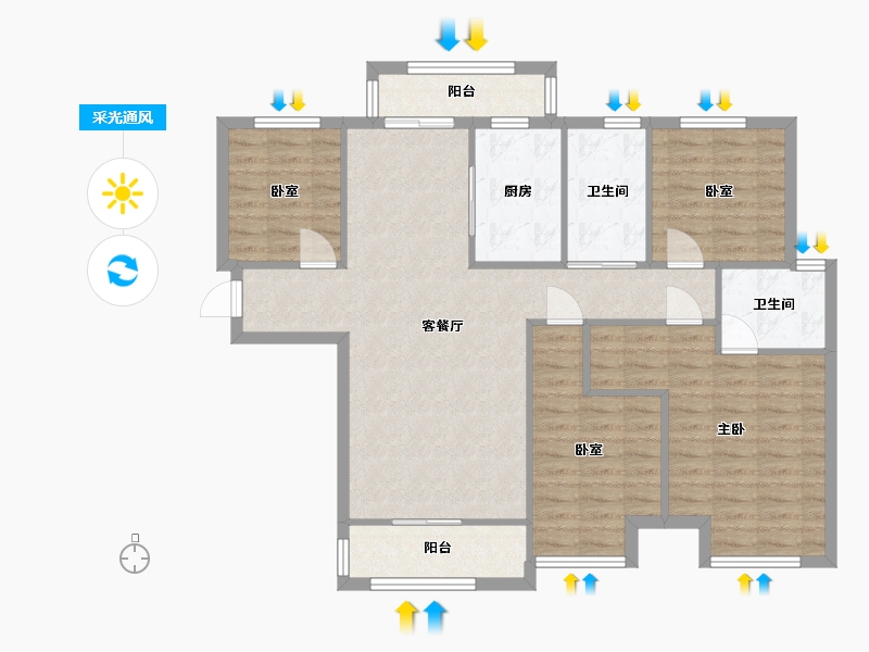 河南省-开封市-圣桦城-104.00-户型库-采光通风