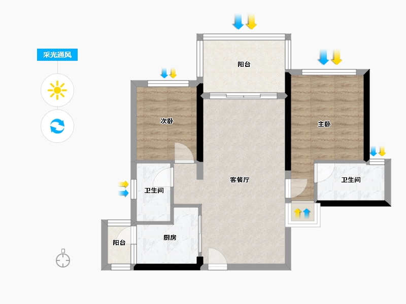 广东省-汕尾市-东方华夏明珠-66.40-户型库-采光通风