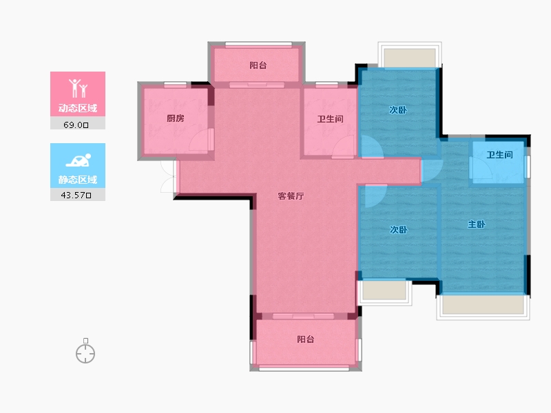 湖北省-潜江市-泰然居-102.13-户型库-动静分区