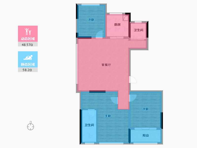 浙江省-台州市-悦溪-95.46-户型库-动静分区