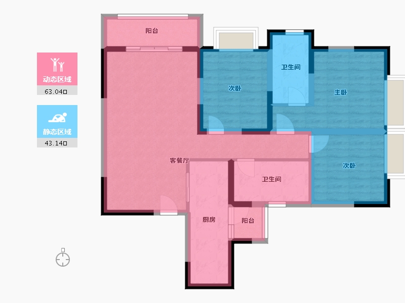 贵州省-铜仁市-桂花塘社区13栋-93.88-户型库-动静分区