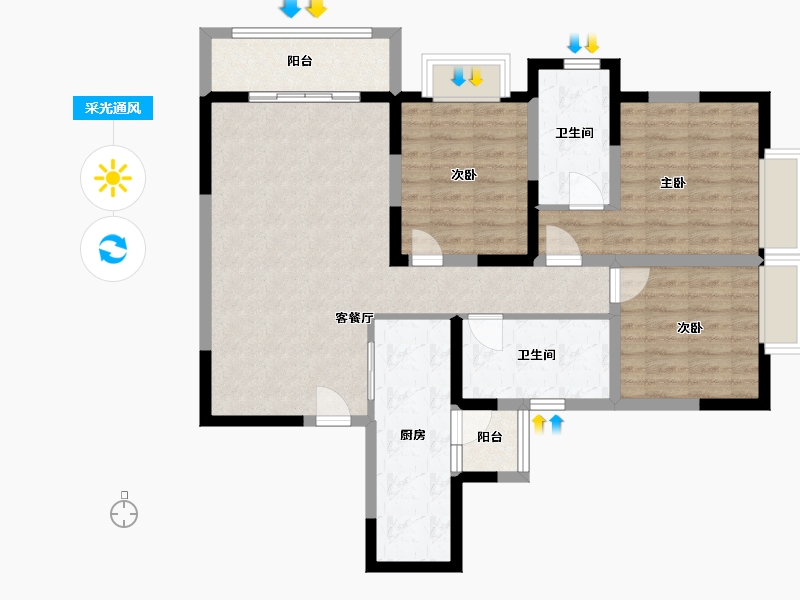 贵州省-铜仁市-桂花塘社区13栋-93.88-户型库-采光通风