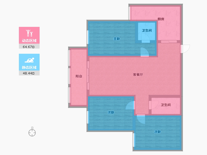 内蒙古自治区-鄂尔多斯市-尚城郦景-101.89-户型库-动静分区