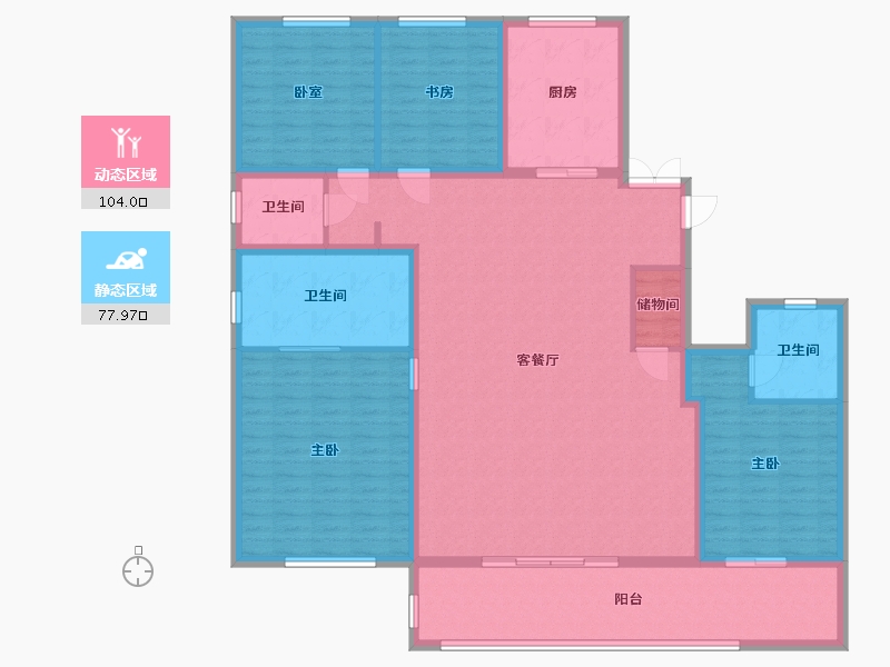 浙江省-宁波市-三里江印双玺-166.40-户型库-动静分区