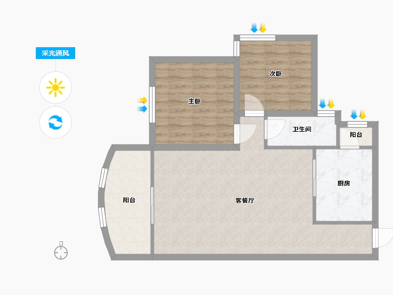 黑龙江省-鹤岗市-假日湾-68.83-户型库-采光通风