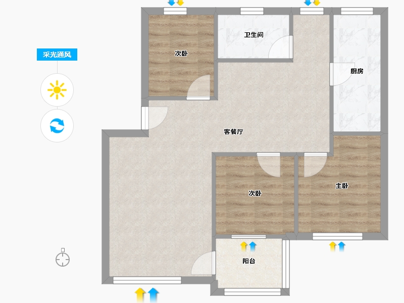 广东省-深圳市-龙塘机场小区-70.20-户型库-采光通风