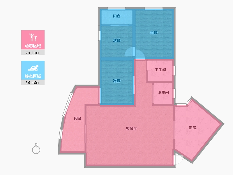 黑龙江省-鹤岗市-假日湾-100.20-户型库-动静分区