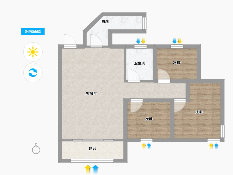 广东省-深圳市-长城盛世家园二期-61.54-户型库-采光通风