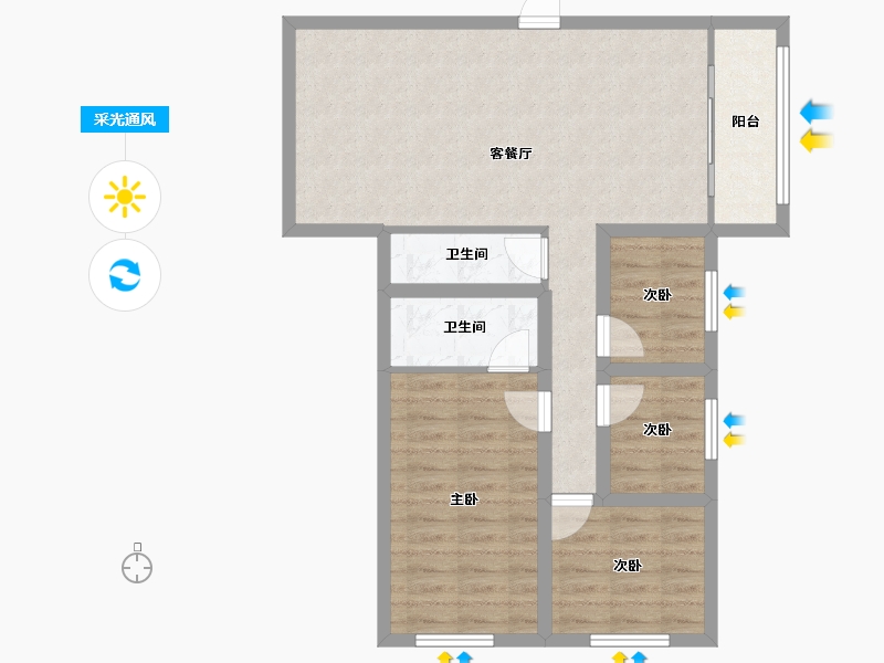 广东省-深圳市-翔名苑-77.12-户型库-采光通风