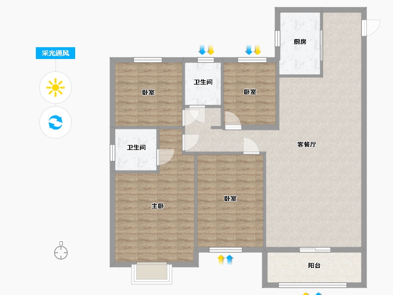 山东省-菏泽市-定陶区京投悦府小区-123.00-户型库-采光通风