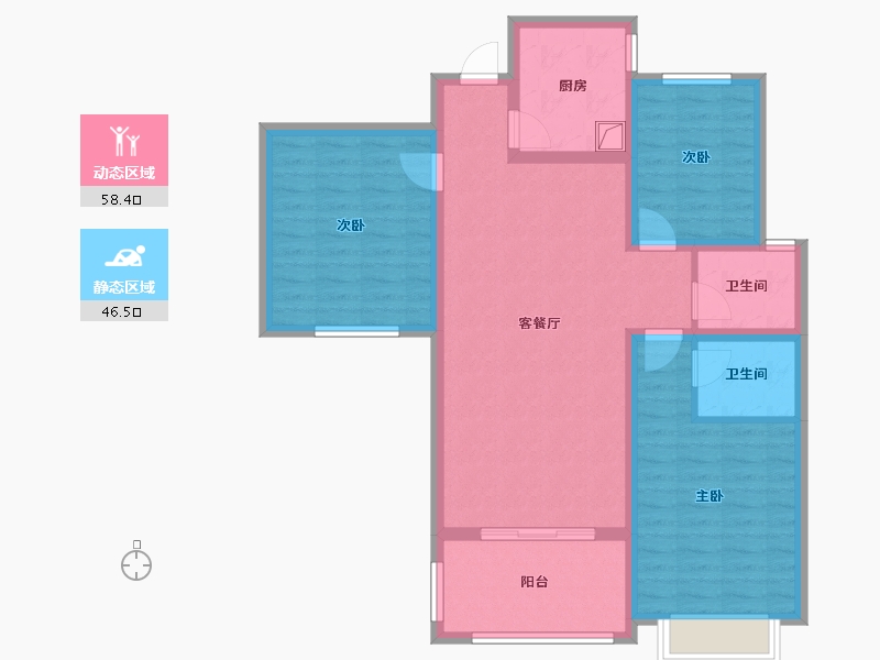 陕西省-渭南市-东湖和园-105.11-户型库-动静分区