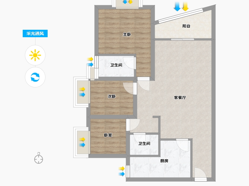 黑龙江省-鹤岗市-假日湾-72.08-户型库-采光通风