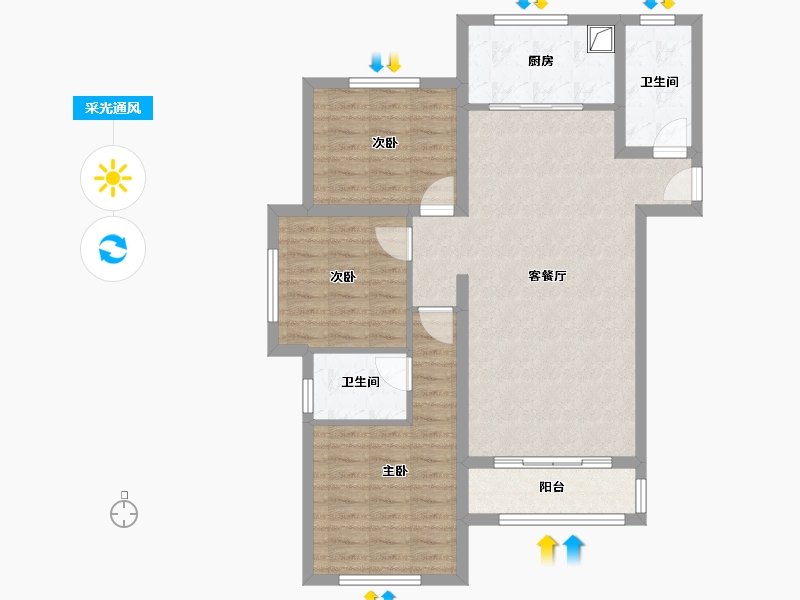 河南省-安阳市-六府市庄安置房-104.00-户型库-采光通风