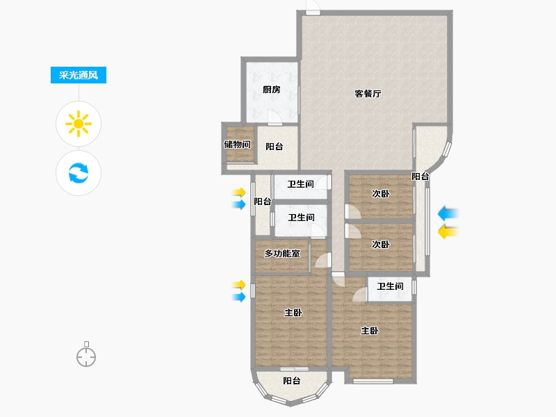 黑龙江省-鹤岗市-波托菲诺天鹅堡-169.42-户型库-采光通风