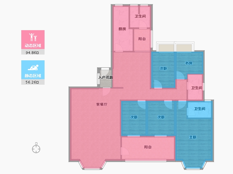 广东省-深圳市-东方玫瑰园-136.89-户型库-动静分区