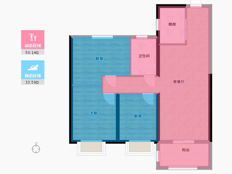 山西省-太原市-碧桂园桃源里-89.60-户型库-动静分区