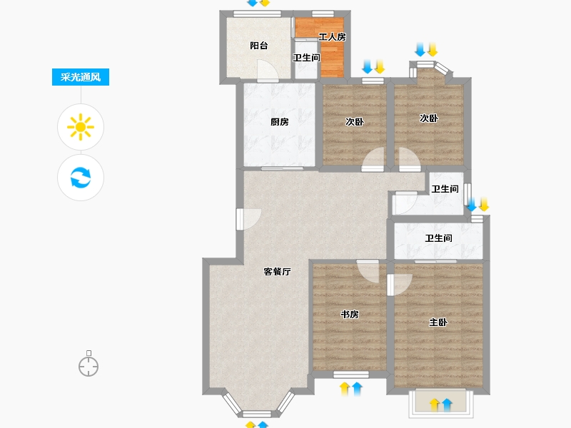 广东省-深圳市-东方玫瑰园-98.53-户型库-采光通风