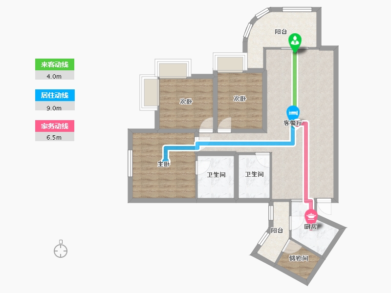 黑龙江省-鹤岗市-假日湾-90.18-户型库-动静线