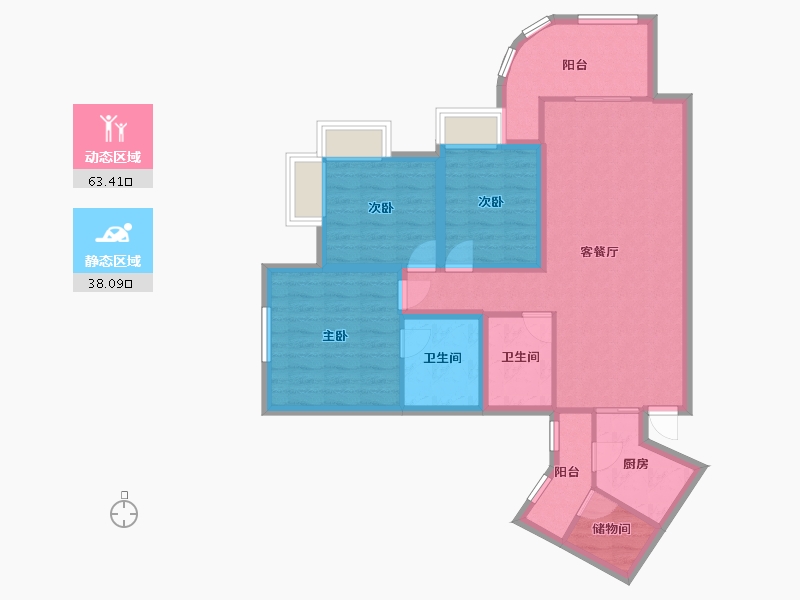 黑龙江省-鹤岗市-假日湾-90.18-户型库-动静分区