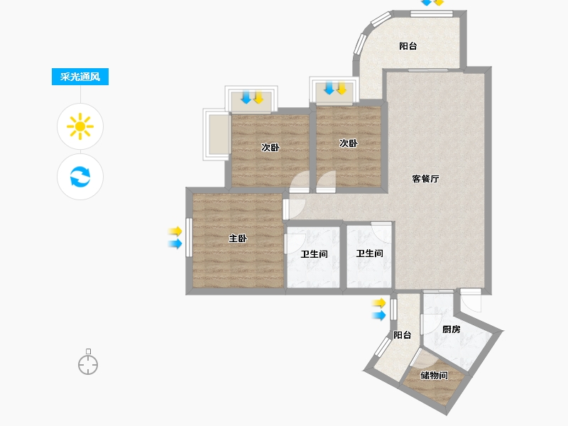 黑龙江省-鹤岗市-假日湾-90.18-户型库-采光通风