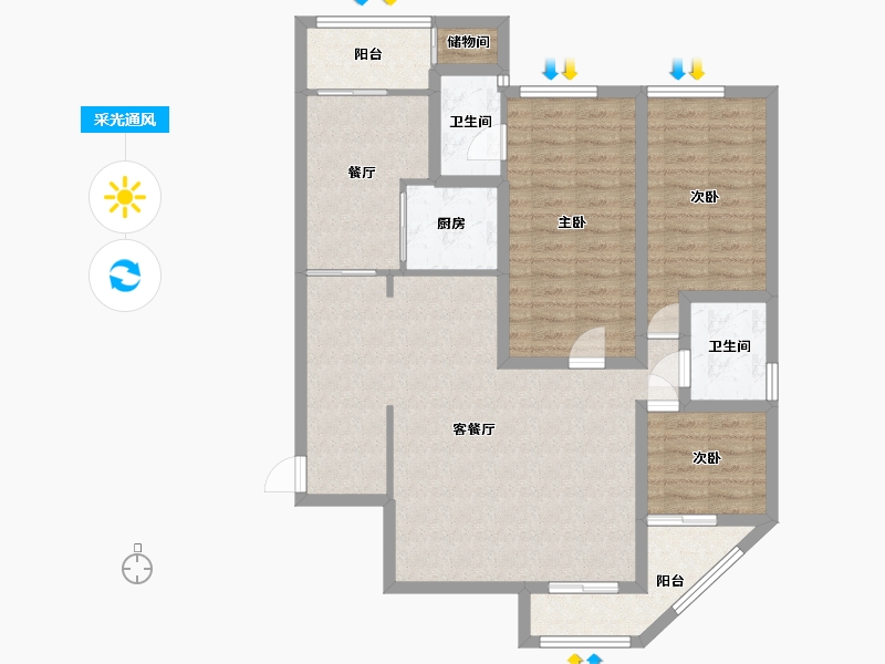 黑龙江省-鹤岗市-波托菲诺天鹅堡-101.31-户型库-采光通风